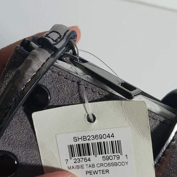 Fossil Maisie Tab Leather Crossbody Pewter Bag Gray Silver - Picture 3 of 7